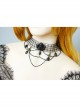 Black Angel Clavicle Chain Gothic Crystal Hollow Fishnet Dark Halloween Collar