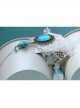Baroque Bride Wedding Blue Gemstone Flower White Lace Christmas Holiday Bracelet With Ring One Chain