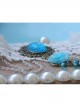 Baroque Bride Wedding Blue Gemstone Flower White Lace Christmas Holiday Bracelet With Ring One Chain