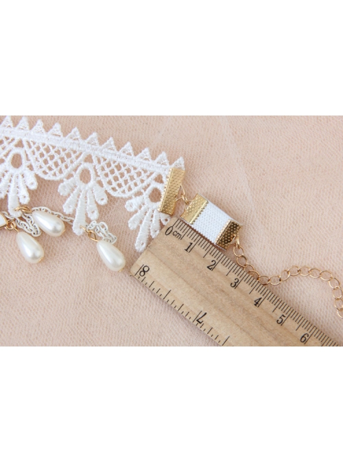 Baroque White Pearl Flowers Handmade Bride Lace Wedding Tassel Armband Bracelet
