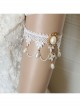 Baroque White Pearl Flowers Handmade Bride Lace Wedding Tassel Armband Bracelet