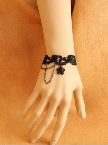 Retro Fashion Personality Gothic Black Lace Rose Chain Bracelet