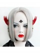 Gothic Wine Red Wings Gems Retro Cross Felt Cloth Without Pierced Ear Clips