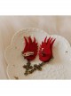 Gothic Wine Red Wings Gems Retro Cross Felt Cloth Without Pierced Ear Clips