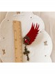 Gothic Wine Red Wings Gems Retro Cross Felt Cloth Without Pierced Ear Clips