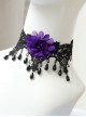 Gothic Retro Purple Flower Black Lace Pearl Female Exaggerated Palace Choker