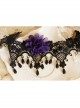 Gothic Retro Purple Flower Black Lace Pearl Female Exaggerated Palace Choker