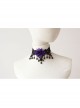 Gothic Retro Purple Flower Black Lace Pearl Female Exaggerated Palace Choker