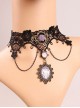 Gothic Purple Rose Flower Cute Black Lace Retro Multi-Level Female Short Necklace
