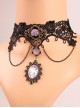 Gothic Purple Rose Flower Cute Black Lace Retro Multi-Level Female Short Necklace