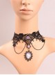 Gothic Purple Rose Flower Cute Black Lace Retro Multi-Level Female Short Necklace