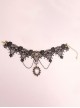 Gothic Purple Rose Flower Cute Black Lace Retro Multi-Level Female Short Necklace