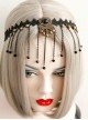 Luxury Gothic Vintage Black Lace Tassel Crystal Exaggerated Headband