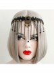 Luxury Gothic Vintage Black Lace Tassel Crystal Exaggerated Headband