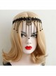 Luxury Gothic Vintage Black Lace Tassel Crystal Exaggerated Headband