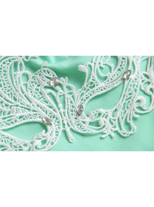 Baroque Masquerade Party Crystal White Lace Princess Half Face Mask