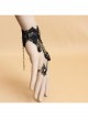 Retro Black Lace Pearl Gems Palace Prom Female Personality Gothic Bracelet With Ring One Chain