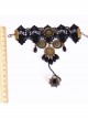 Retro Black Lace Pearl Gems Palace Prom Female Personality Gothic Bracelet With Ring One Chain
