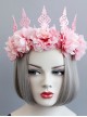 Fashion Pink Flowers Crown Wreath Holiday Bride Gown Christmas Hairband