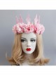 Fashion Pink Flowers Crown Wreath Holiday Bride Gown Christmas Hairband