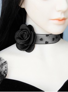 Gothic Halloween Queen Dress Retro Black Love Ribbon Rose Choker