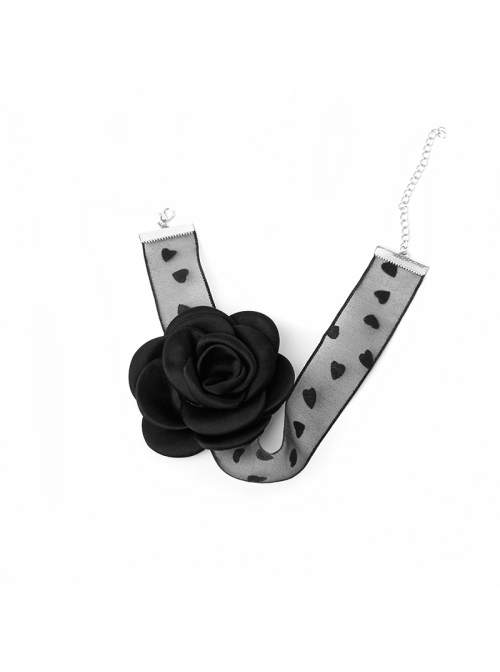 Gothic Halloween Queen Dress Retro Black Love Ribbon Rose Choker