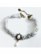 Vintage Baroque Fashion Palace Bride White Pearl Lace Female Water Drop Choker