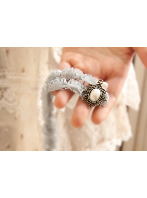 Vintage Baroque Fashion Palace Bride White Pearl Lace Female Water Drop Choker