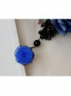 Gothic Halloween Prom Blue Roses Hollow Black Lace Band Ring Bracelet