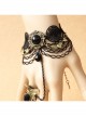 Gothic Retro Black Lace Butterfly Crystal Love Heart Bracelet With Ring One Chain