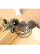 Gothic Retro Black Lace Butterfly Crystal Love Heart Bracelet With Ring One Chain