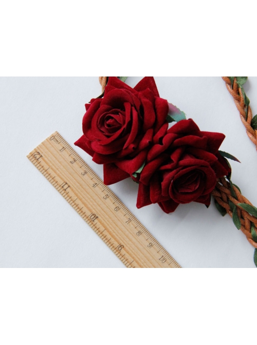 Fashion Casual Halloween Christmas Red Roses Rattan Garland Holiday Wedding Hair Band