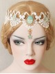 Luxury Baroque White Lace Blue Flowers Crown Swan Retro Bride Christmas Hairband