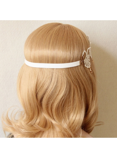 Luxury Baroque White Lace Blue Flowers Crown Swan Retro Bride Christmas Hairband