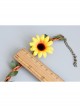 Leisure Artificial Rattan Green Leaves Yellow Flowers Summer Vacation Fashion Anklet