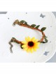 Leisure Artificial Rattan Green Leaves Yellow Flowers Summer Vacation Fashion Anklet