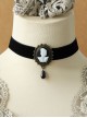 Gothic Street Demon Beauty Head Black Pearl Velvet Retro Palace Choker