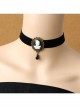 Gothic Street Demon Beauty Head Black Pearl Velvet Retro Palace Choker