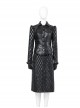 Cruella Black Leather Skirt Suit Halloween Cosplay Costume Black Leather Skirt