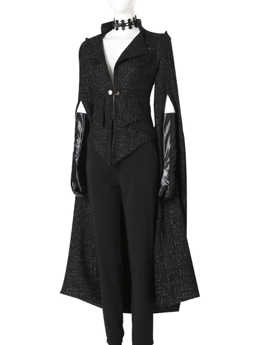 Cruella Black Windbreaker Suit Halloween Cosplay Costume Black Coat
