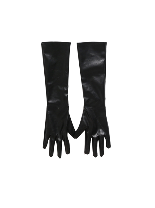 Cruella Black Windbreaker Suit Halloween Cosplay Accessories Black Long Gloves