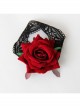 Gothic Retro Dark Red Rose Black Lace Elastic Armband Bracelet