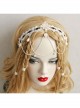 Baroque White Lace Roses Pearl Bride Wedding Dress Handmade Creative Tassel Headband
