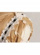 Baroque White Lace Roses Pearl Bride Wedding Dress Handmade Creative Tassel Headband