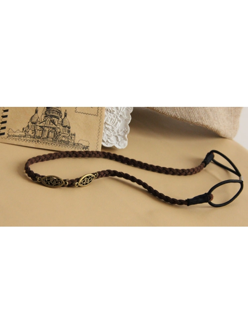 Baroque Retro Fashion Brown Slender Long Hair Short Hair Simple Headband