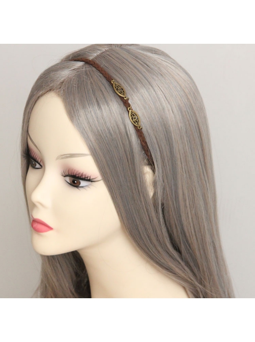 Baroque Retro Fashion Brown Slender Long Hair Short Hair Simple Headband