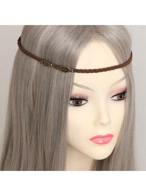 Baroque Retro Fashion Brown Slender Long Hair Short Hair Simple Headband