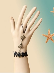 Romantic Retro Gothic Black Lace Chain Holiday Bracelet