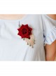 Retro Fashion White Lace Red Rose Flower Bell Female Corsage Pin