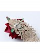 Retro Fashion White Lace Red Rose Flower Bell Female Corsage Pin